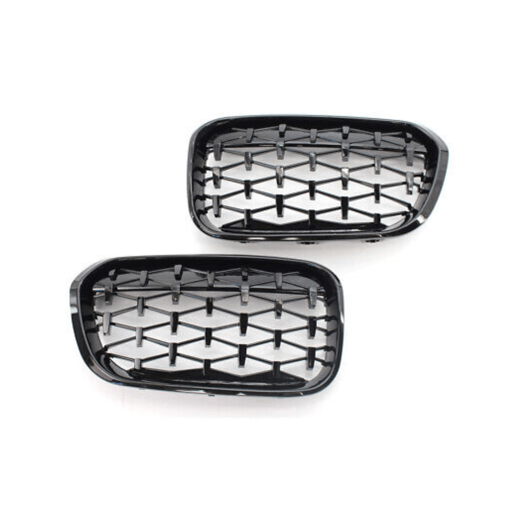 BM F20 LCI DIAMOND GLOSS BLACK KIDNEY GRILLS (non oem)