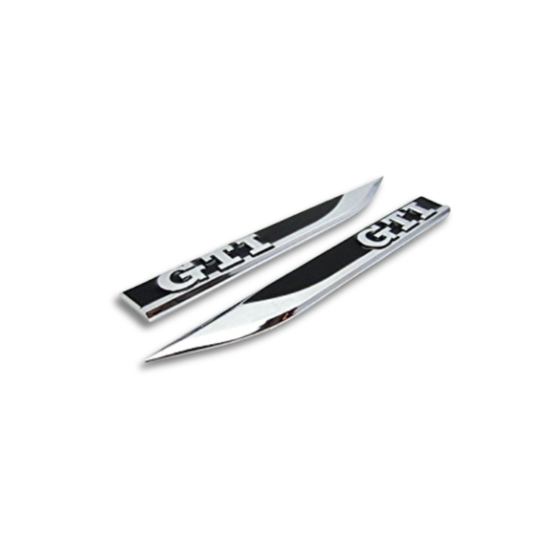 GTI FENDER BADGES BLACK/SILVER (non oem)