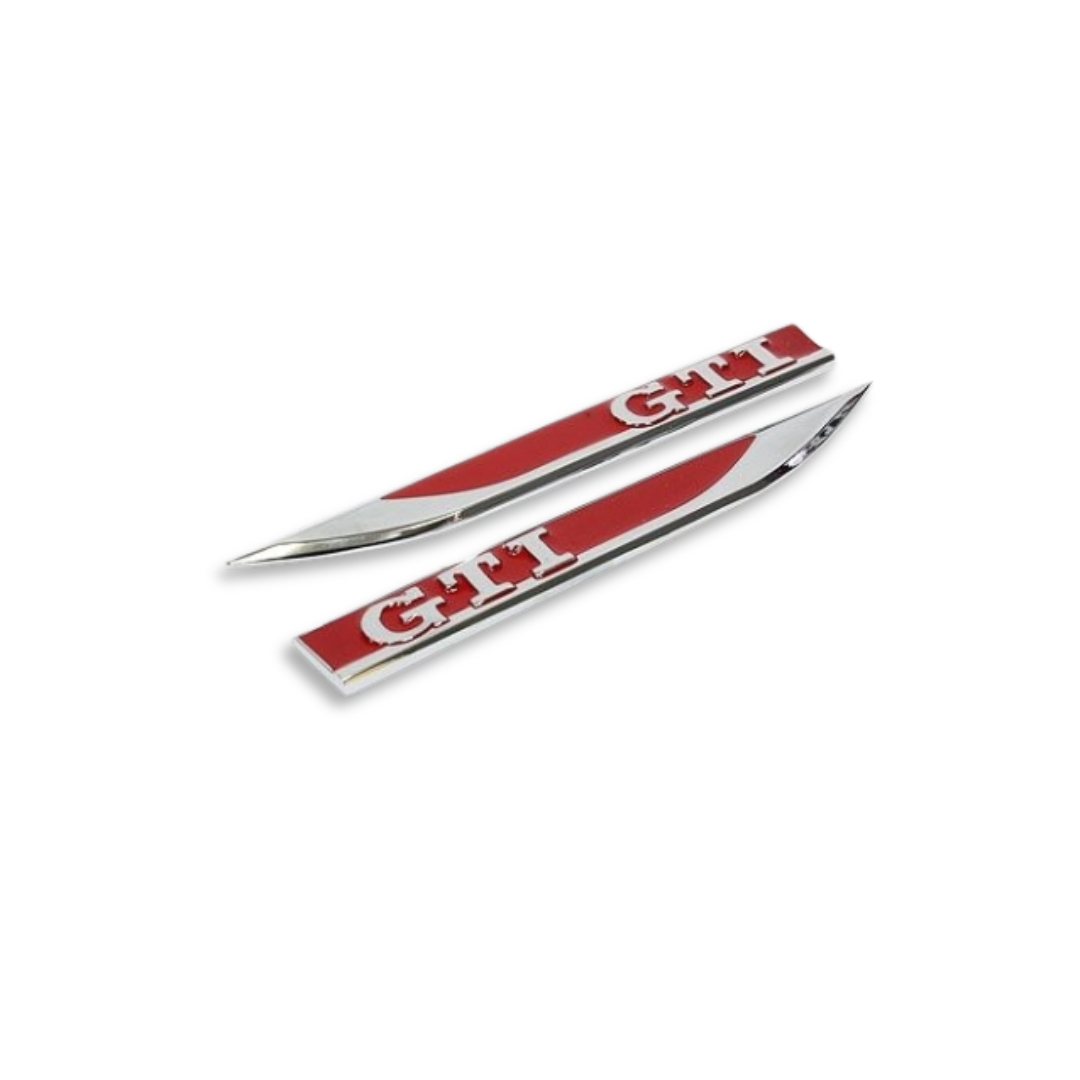 GTI FENDER BADGES RED/SILVER (non oem)