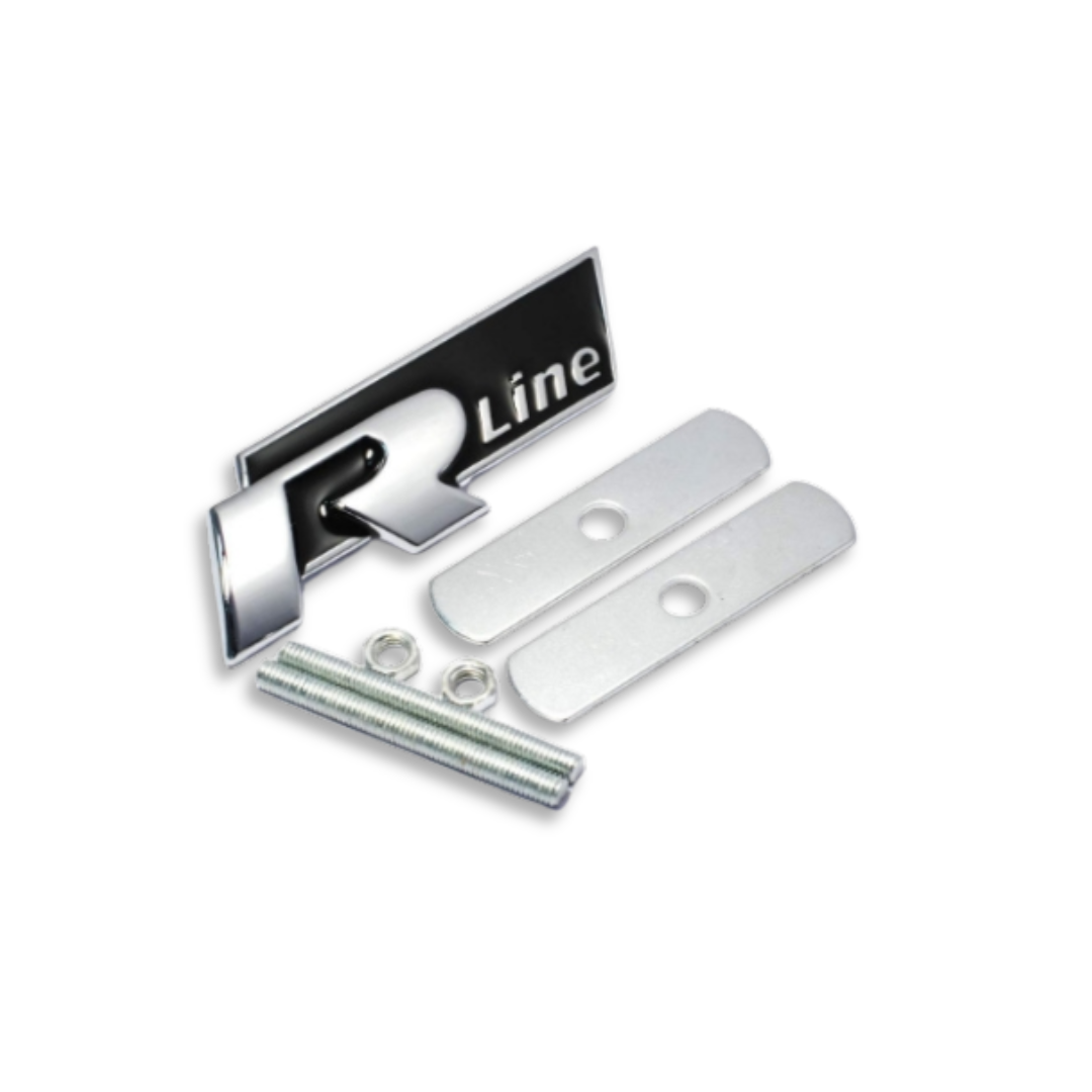 R LINE GRILL BADGE  BLACK/SILVER (non oem)