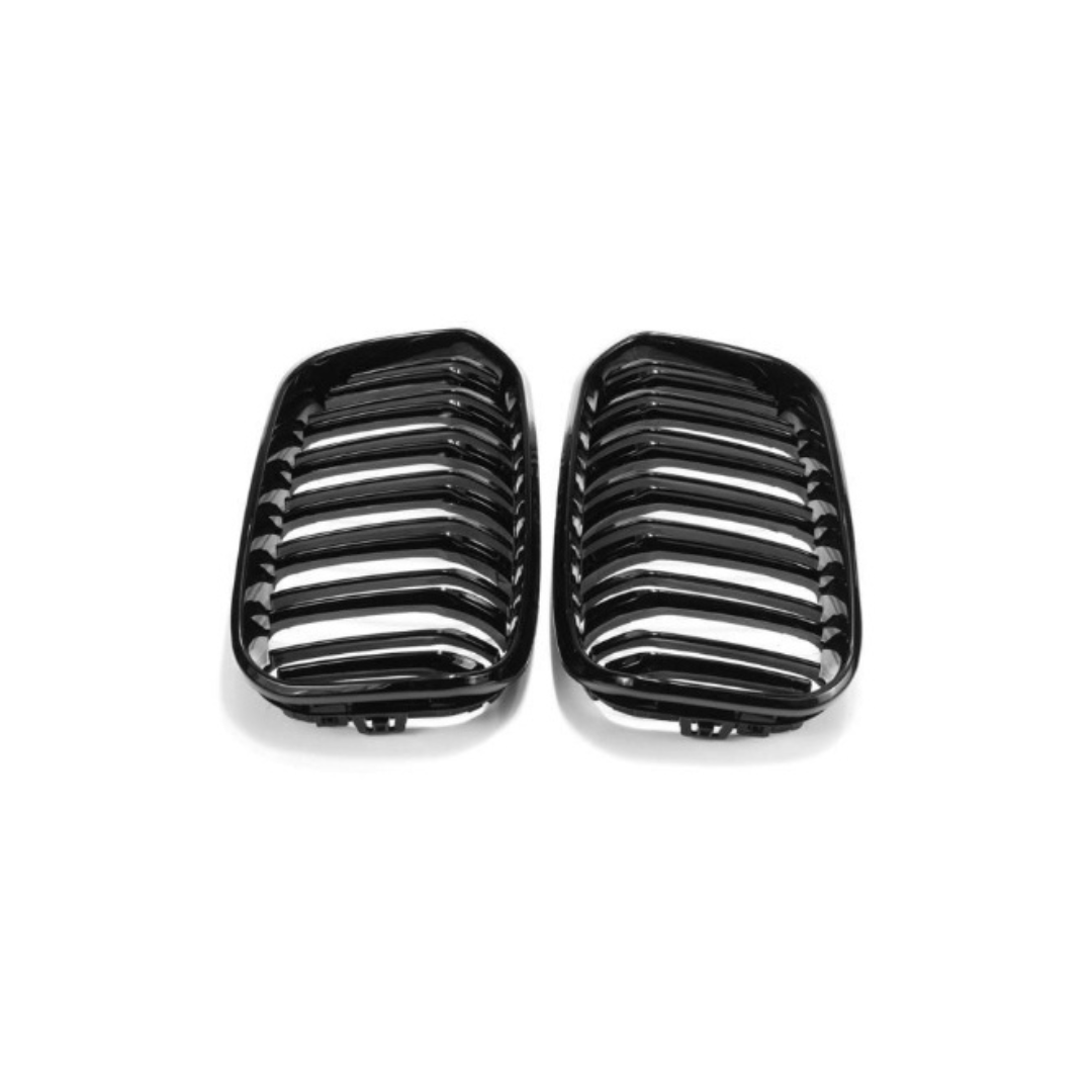 BM F20 PRE-LCI DOUBLE SLAT GLOSS BLACK KIDNEY GRILLS (non oem)
