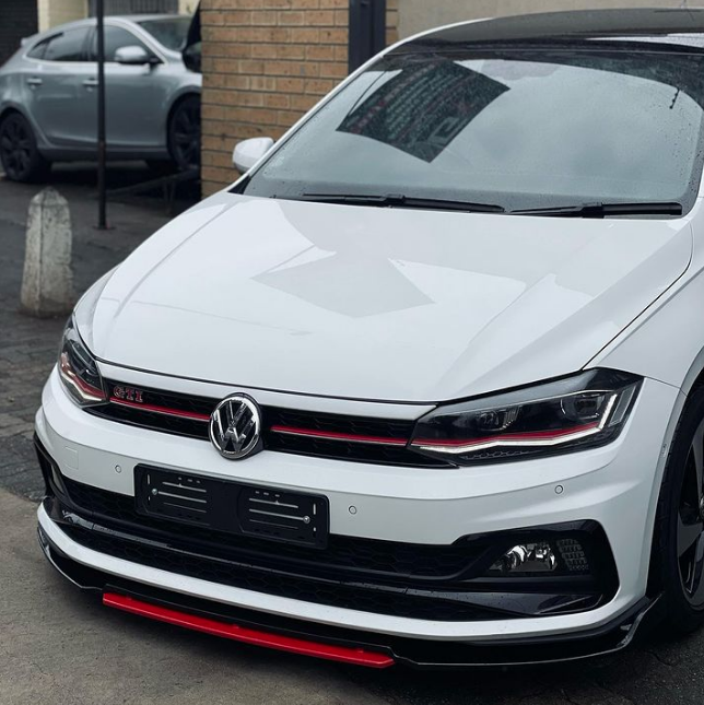 POLO 8 4 PIECE GLOSS BLACK FRONT LIP SPOILER (non oem)
