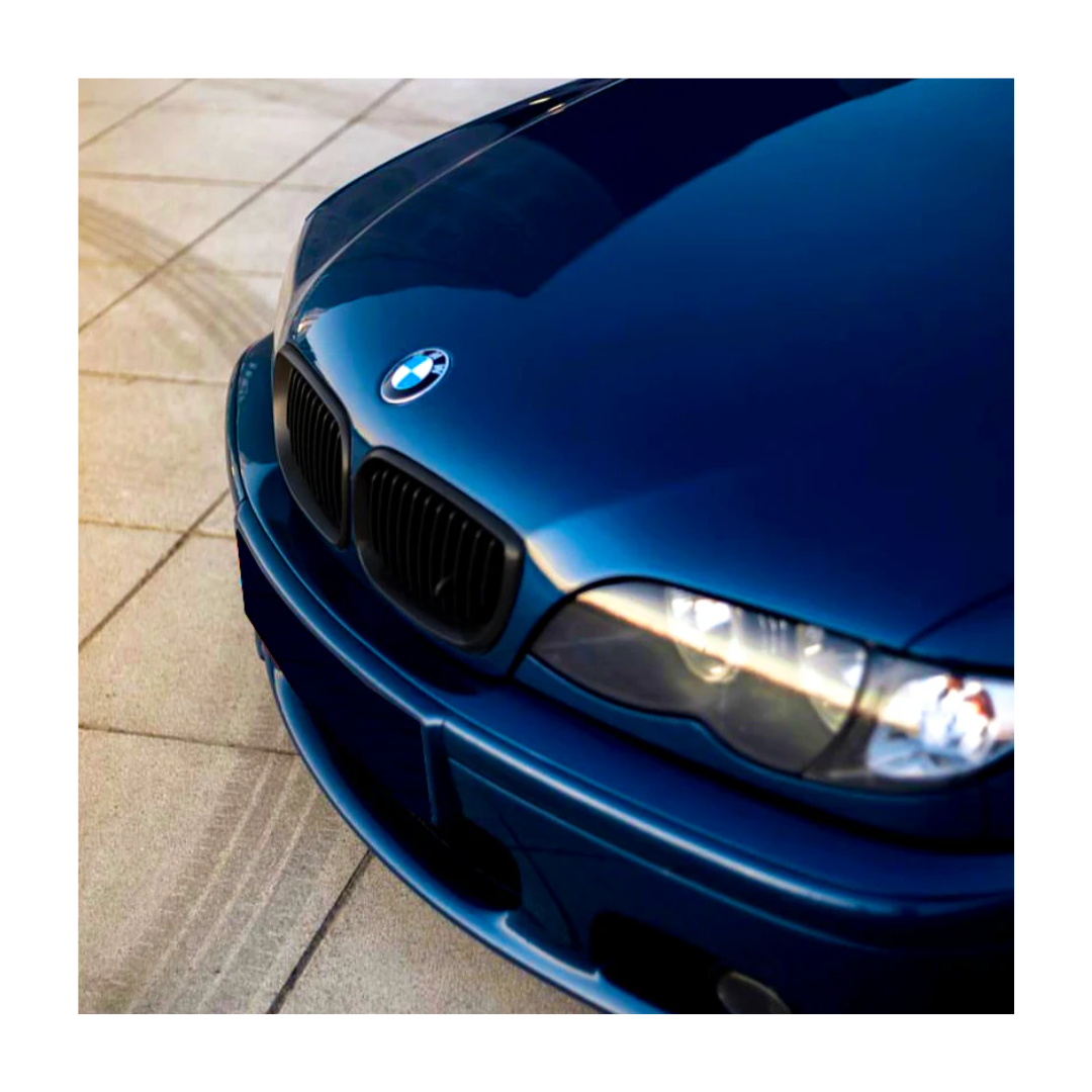 BM E46 GLOSS BLACK DOUBLE SLAT KIDNEY GRILLS (non oem)