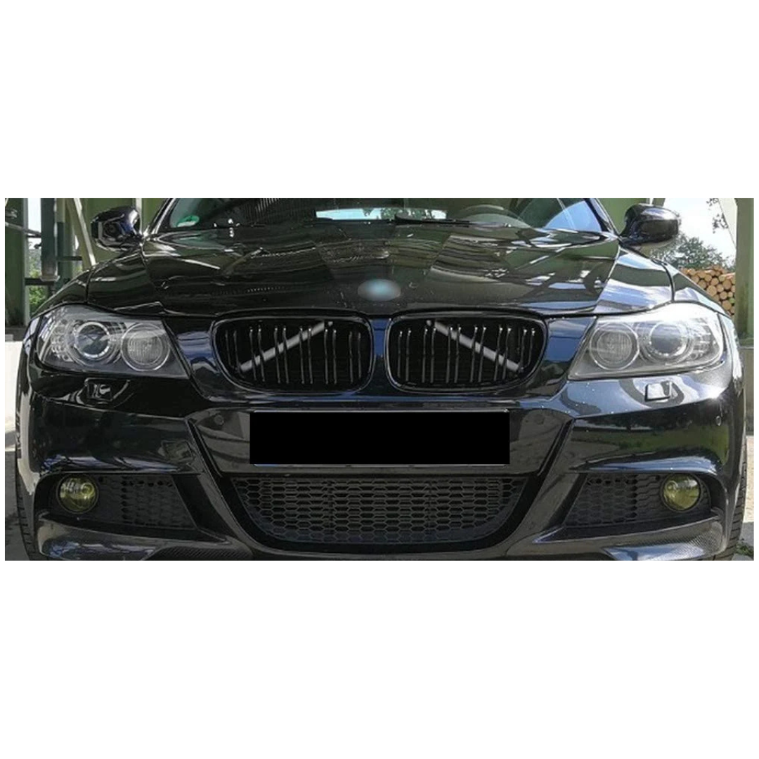 BM E90 FACELIFT GLOSS BLACK DOUBLE SLAT KIDNEY GRILLS (non oem)