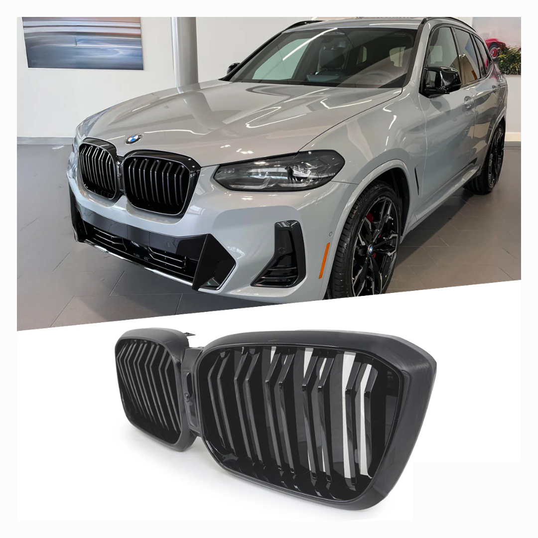 BM G01 DOUBLE SLAT KIDNEY GRILLS GLOSS BLACK - FACELIFT (non oem)