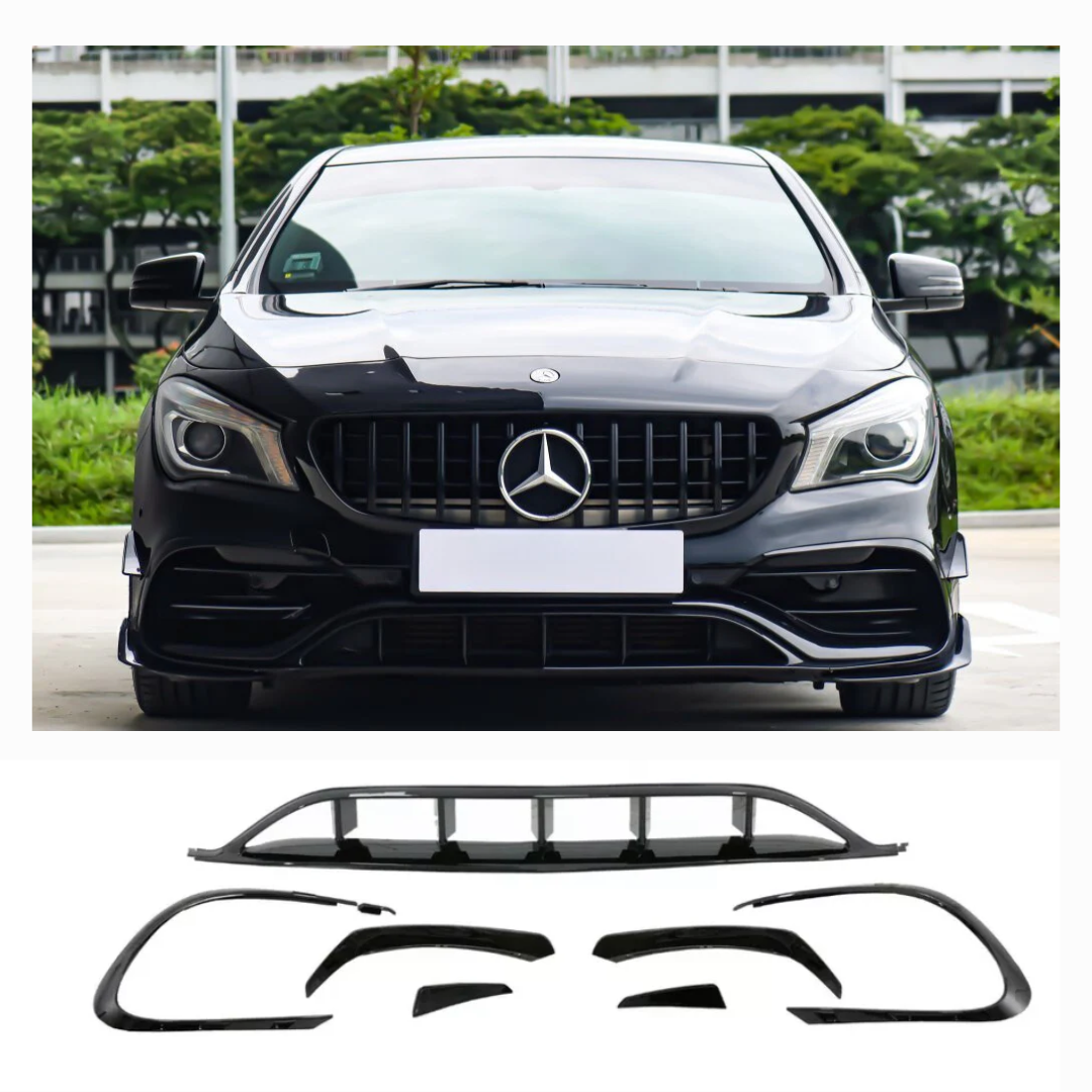 MERC CLA W117 7PC GLOSS BLACK FRONT CANARDS (non oem)