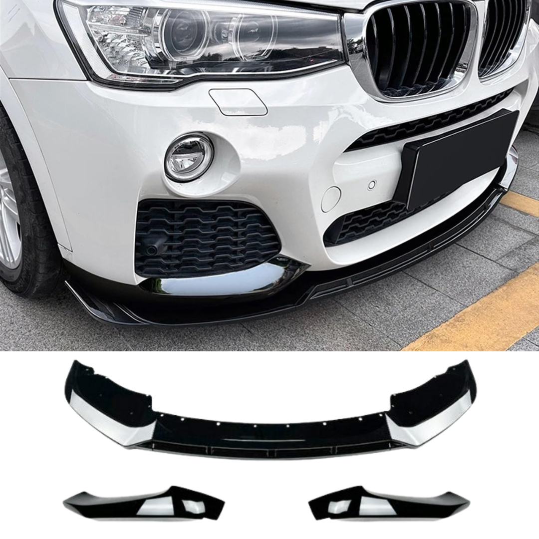 BM F25 X3 FRONT LIP SPOILER + SPLITTERS GLOSS BLACK - PRE FACE (non oem)