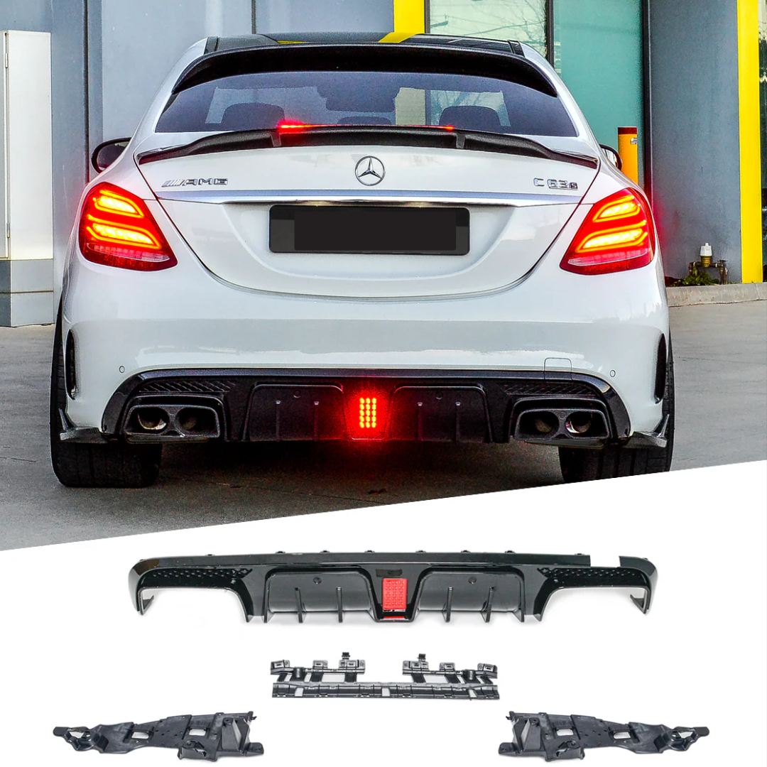 MERC W205 C43 / C63 BRABUS GLOSS BLACK F1 INSPIRED REAR DIFFUSER (non oem)