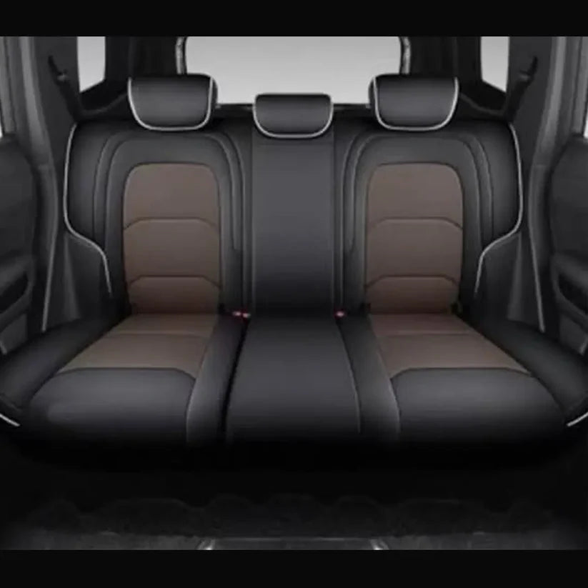 JETOUR T2- LUXURY SEAT COVERS BLACK & BROWN WITH WHITE TRIM(non oem)