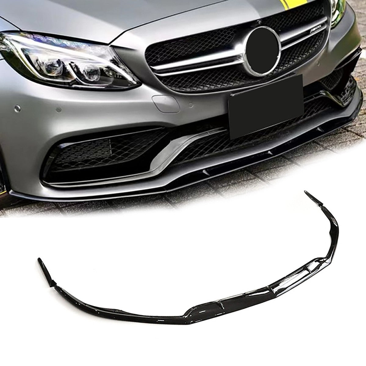 MERC W205 C63 SLIM FRONT LIP SPOILER 5 PIECE - NON OEM