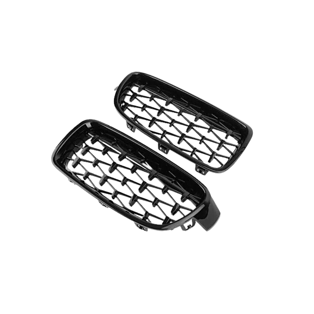 BM F30 DIAMOND GLOSS BLACK KIDNEY GRILLS (non oem)