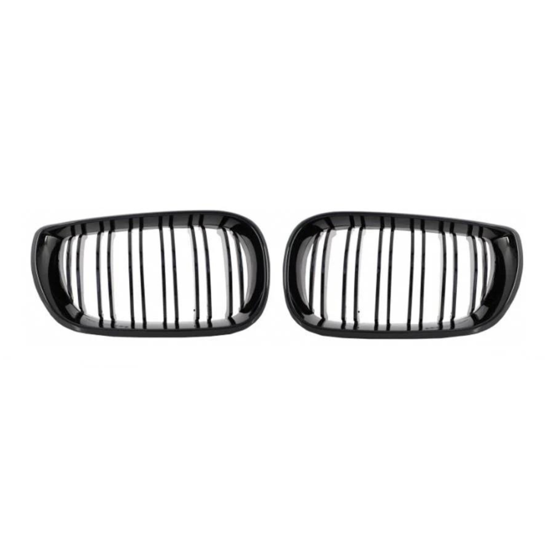 BM E46 GLOSS BLACK DOUBLE SLAT KIDNEY GRILLS (non oem) Gtconcepts
