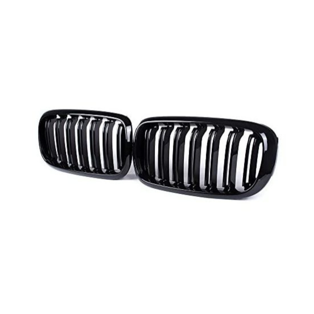 BM F15/F16 DOUBLE SLAT GLOSS BLACK KIDNEY GRILLS (non oem)