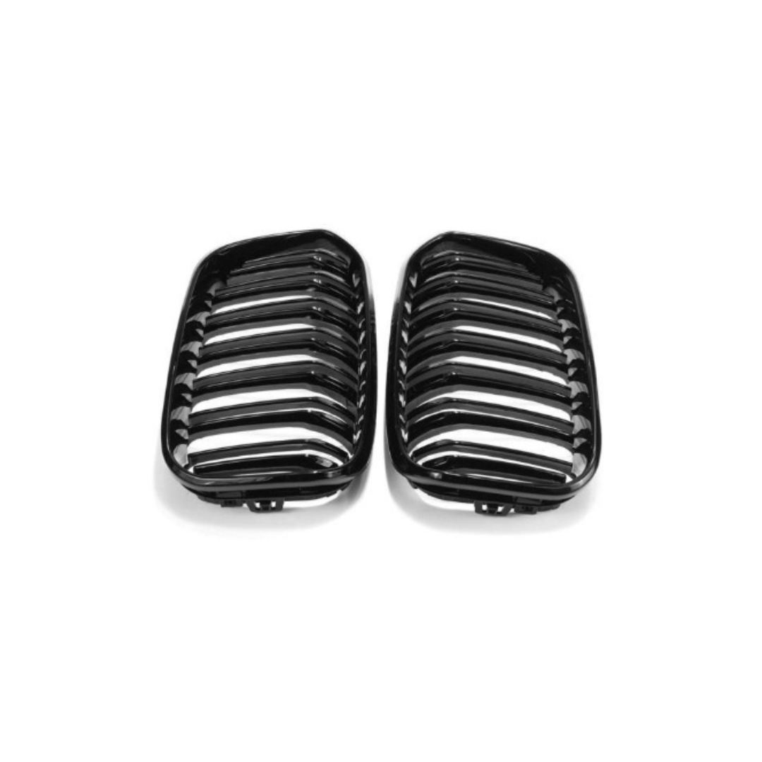 BM F20 LCI DOUBLE SLAT GLOSS BLACK KIDNEY GRILLS (non oem)