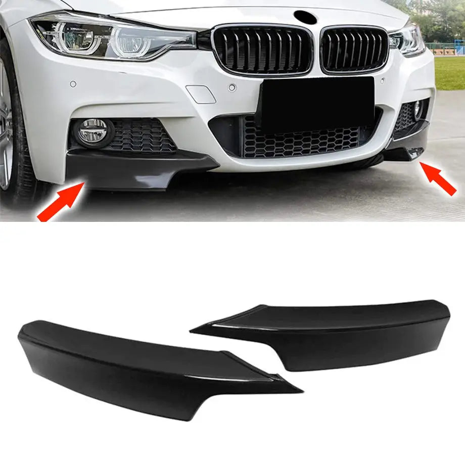 BM F30 3 SERIES GLOSS BLACK FRONT SPLITTERS FPR
