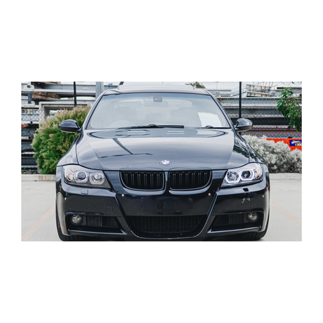 BM E90 PRE-FACE GLOSS BLACK DOUBLE SLAT KIDNEY GRILLS (non oem)