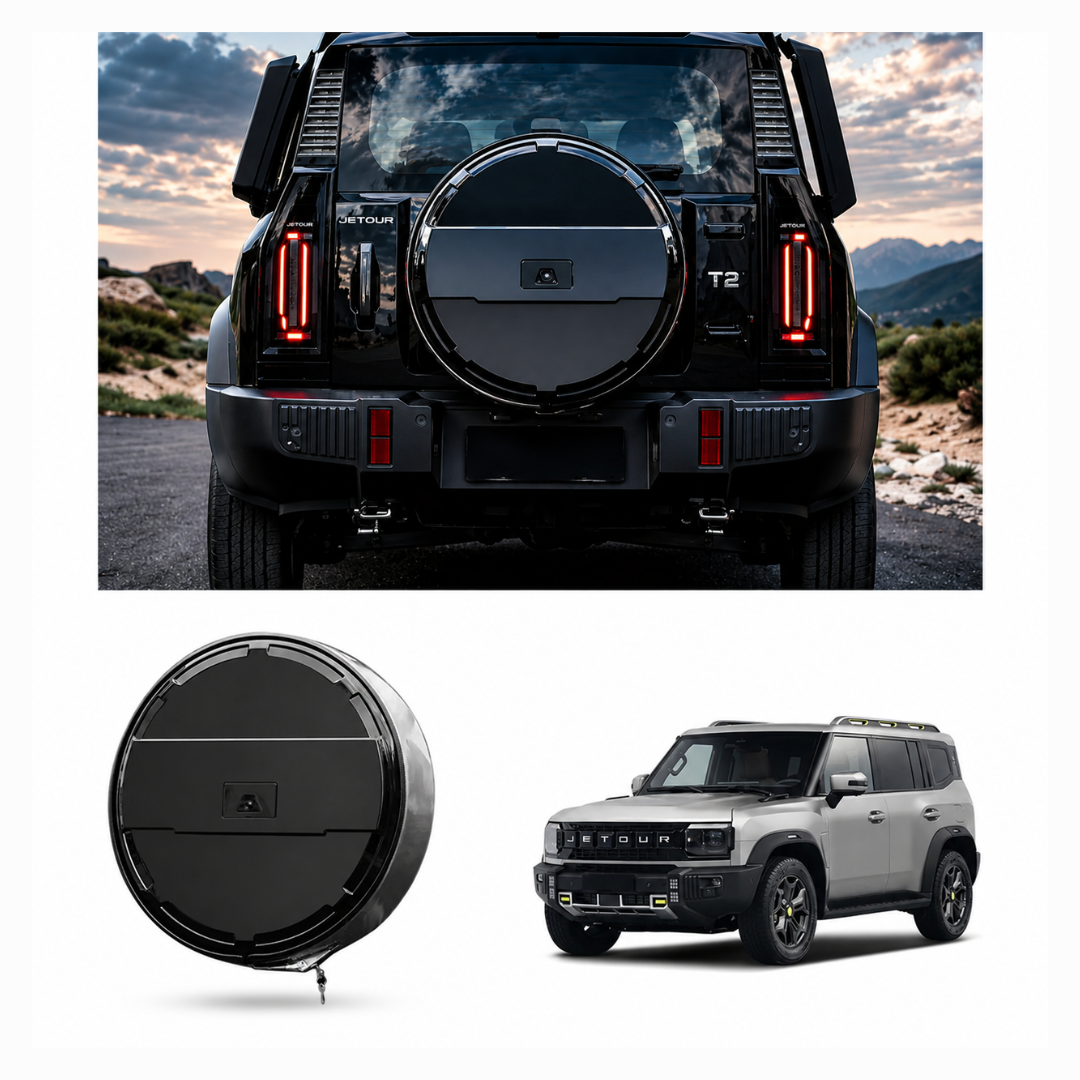 JETOUR T2 STAINLESS STEEL URBAN EDITION SPARE WHEEL COVER WITH LOCK (non oem)