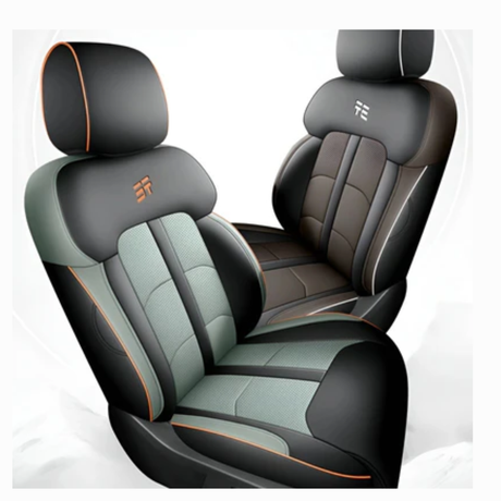 JETOUR T2- LUXURY SEAT COVERS BLACK & BROWN WITH WHITE TRIM(non oem)
