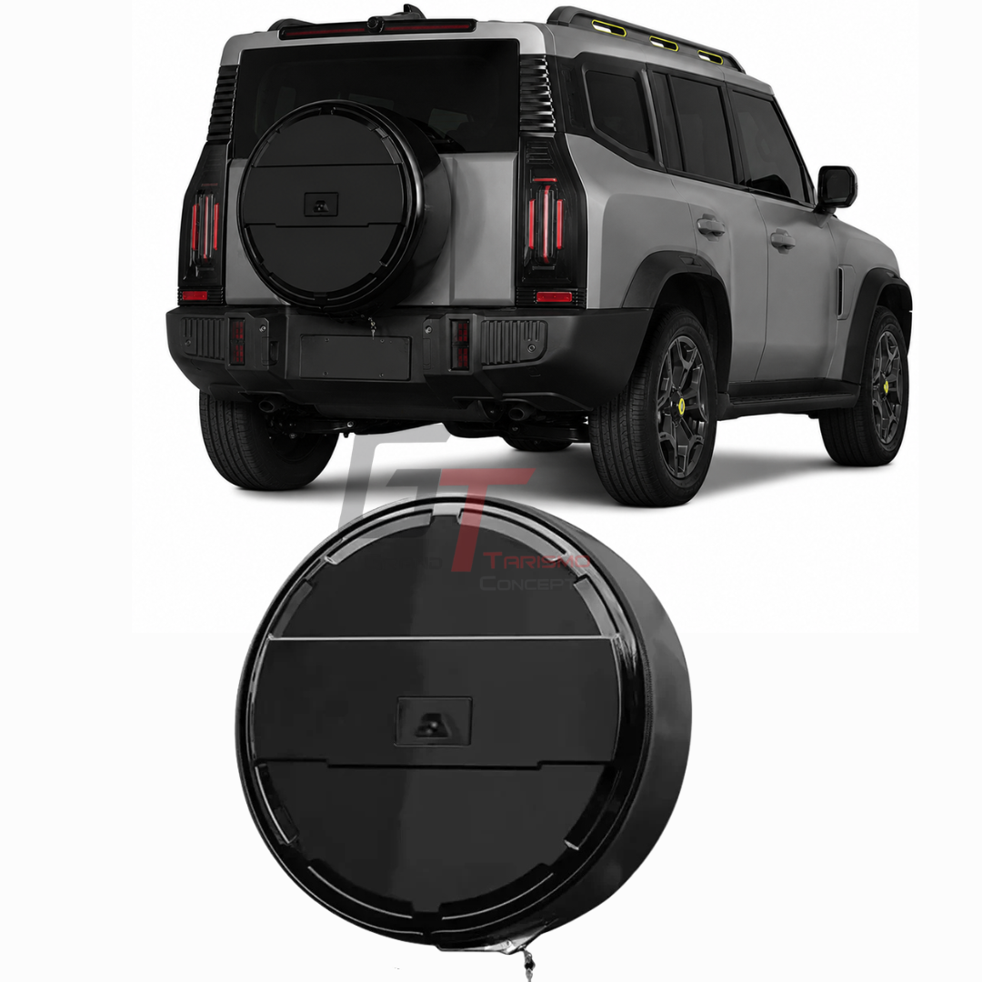 JETOUR T2 SPARE WHEEL COVER -  STAINLESS STEEL - FULL GLOSS BLACK (non oem)