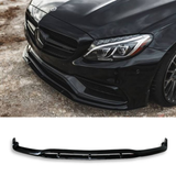 MERC W205 C63 AMG BRABUS STYLE P/F GLOSS BLACK FRONT LIP SPOILER (non oem)