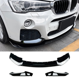 BM F25 X3 FRONT LIP SPOILER + SPLITTERS GLOSS BLACK - PRE FACE (non oem)