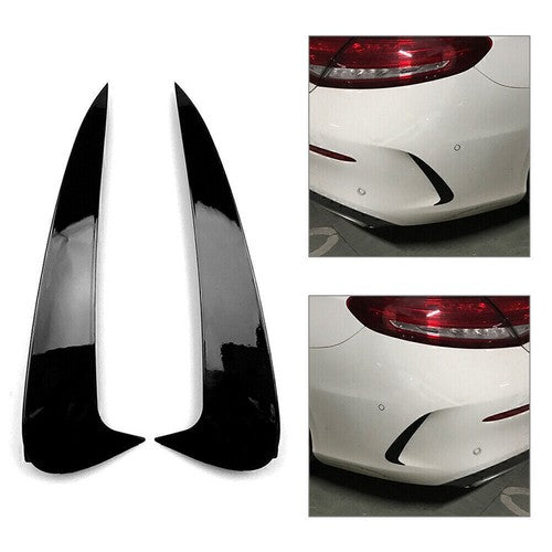 MERC W205 COUPE GLOSS BLACK REAR CANARDS (non oem)