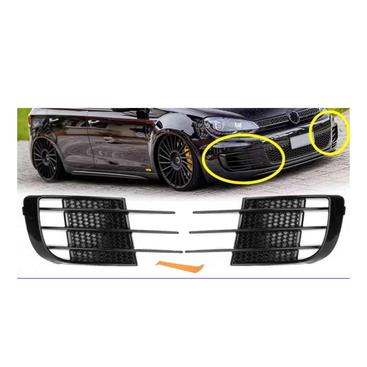 GOLF 6 GLOSS BLACK FOG CANARDS (non oem)